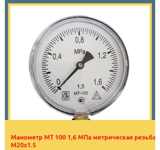 Манометр МТ 100 1,6 МПа метрическая резьба М20х1.5 в Джалал-Абаде